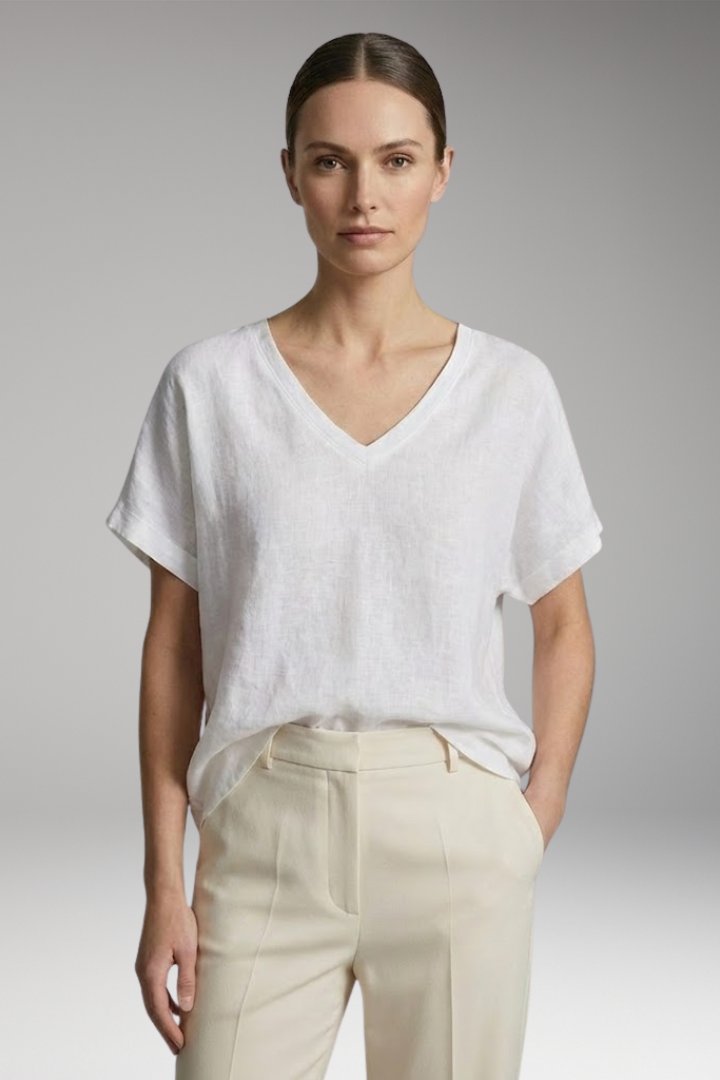 Women's Summer T-Shirt with V-Neck and Loose Fit