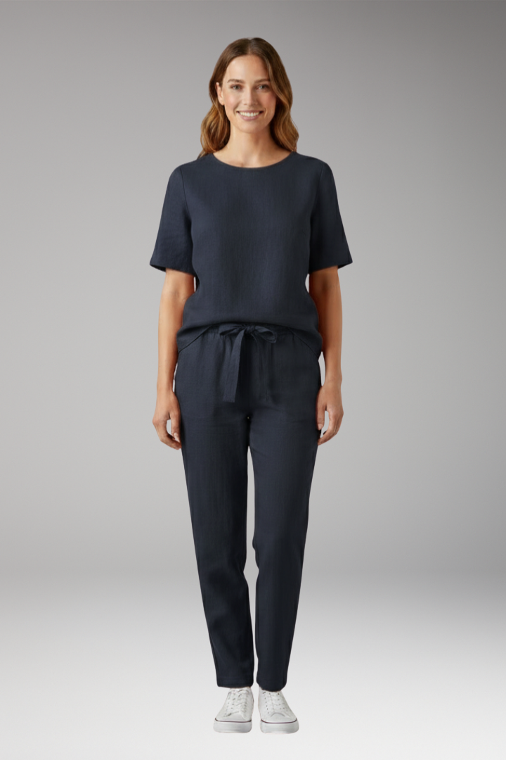 Women's Summer Top and Pants Set with Short Sleeves