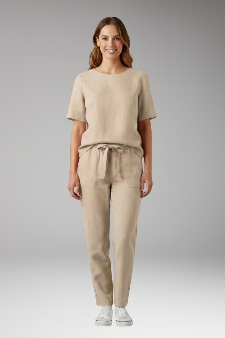 Women's Summer Top and Pants Set with Short Sleeves