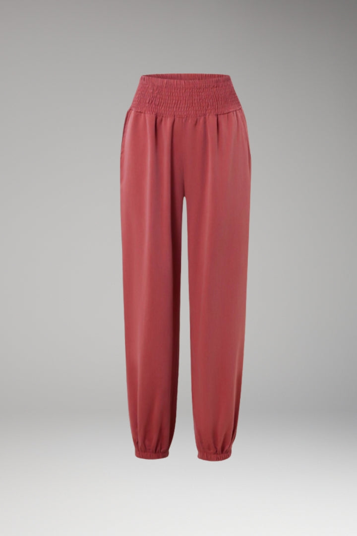 Women's Summer Trousers with Smocked Waistband and Elastic Ankle Cuffs