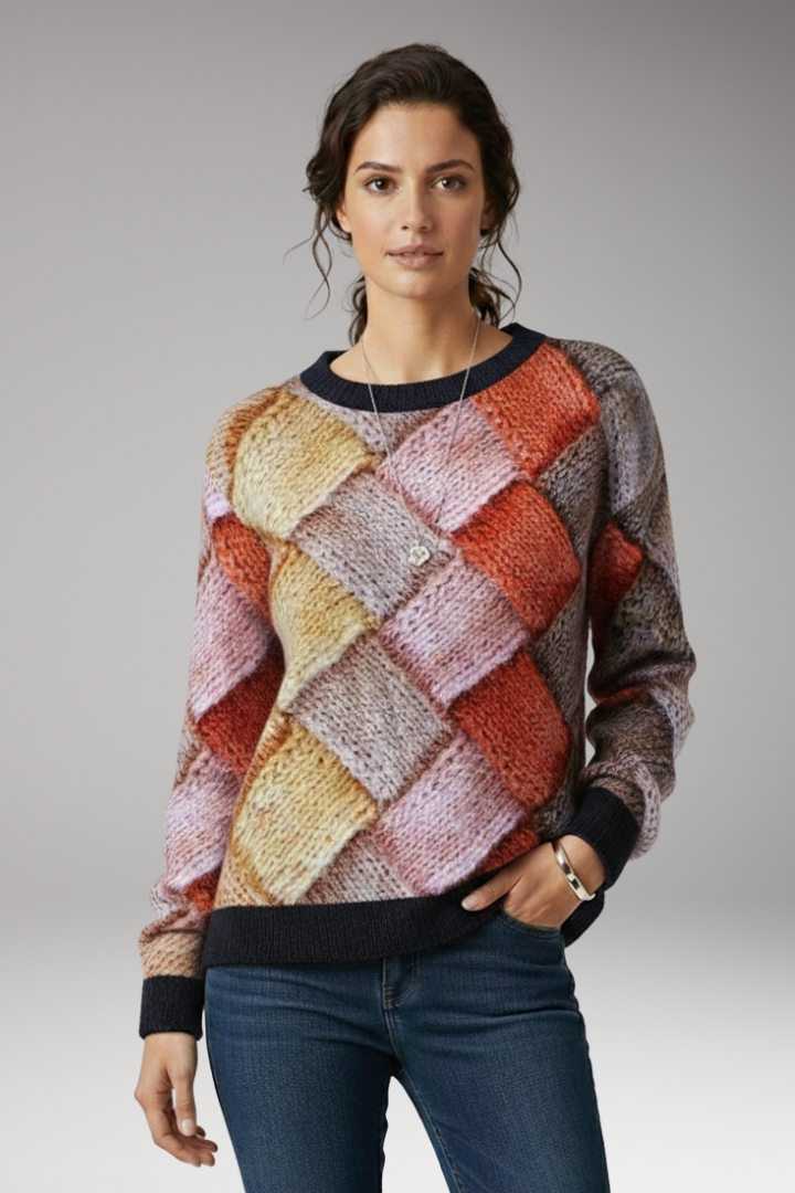 Women's Sweater with Round Neck and Textured Pattern