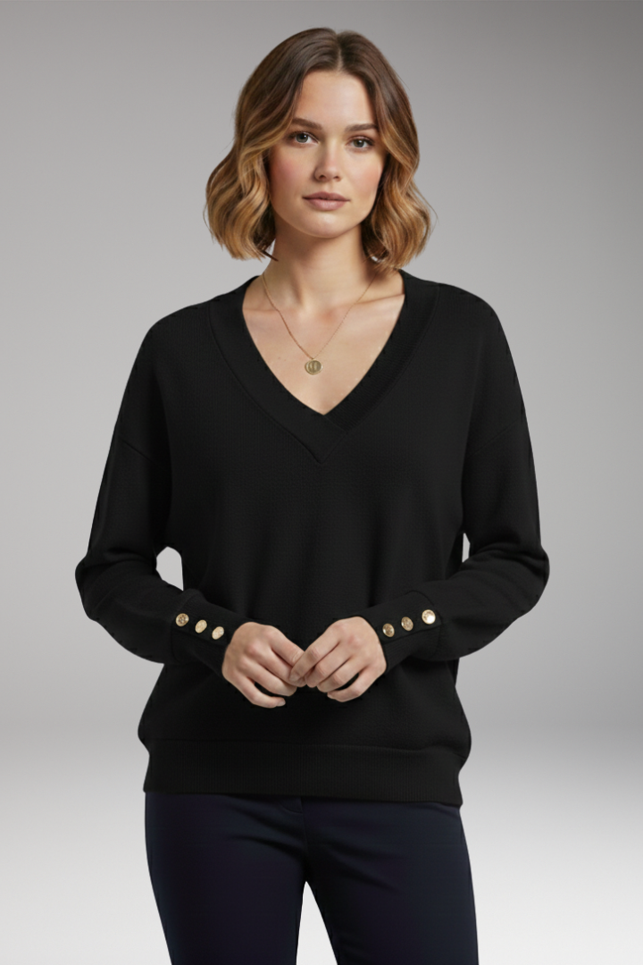 Women's Sweater with V-Neckline and Dropped Shoulders