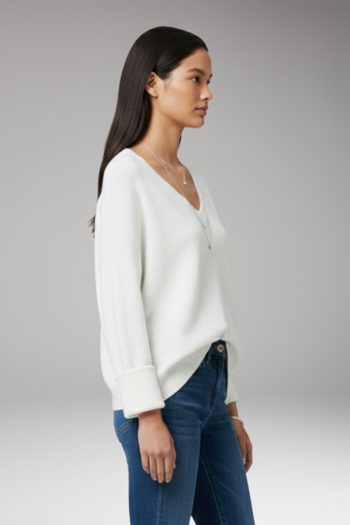 Women's Sweater with V-Neckline and Relaxed Fit