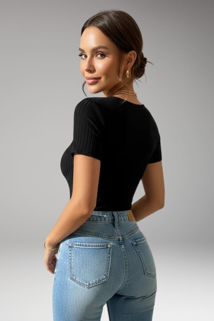 Women's T-Shirt with Asymmetric Neckline and Cut-Out