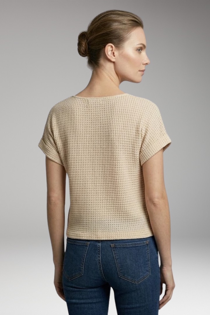 Women's T-Shirt with Lace Insert and Round Neck