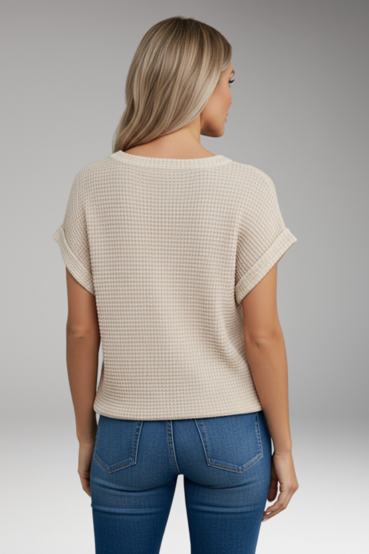 Women's T-Shirt with Lace Trim and V-Neckline