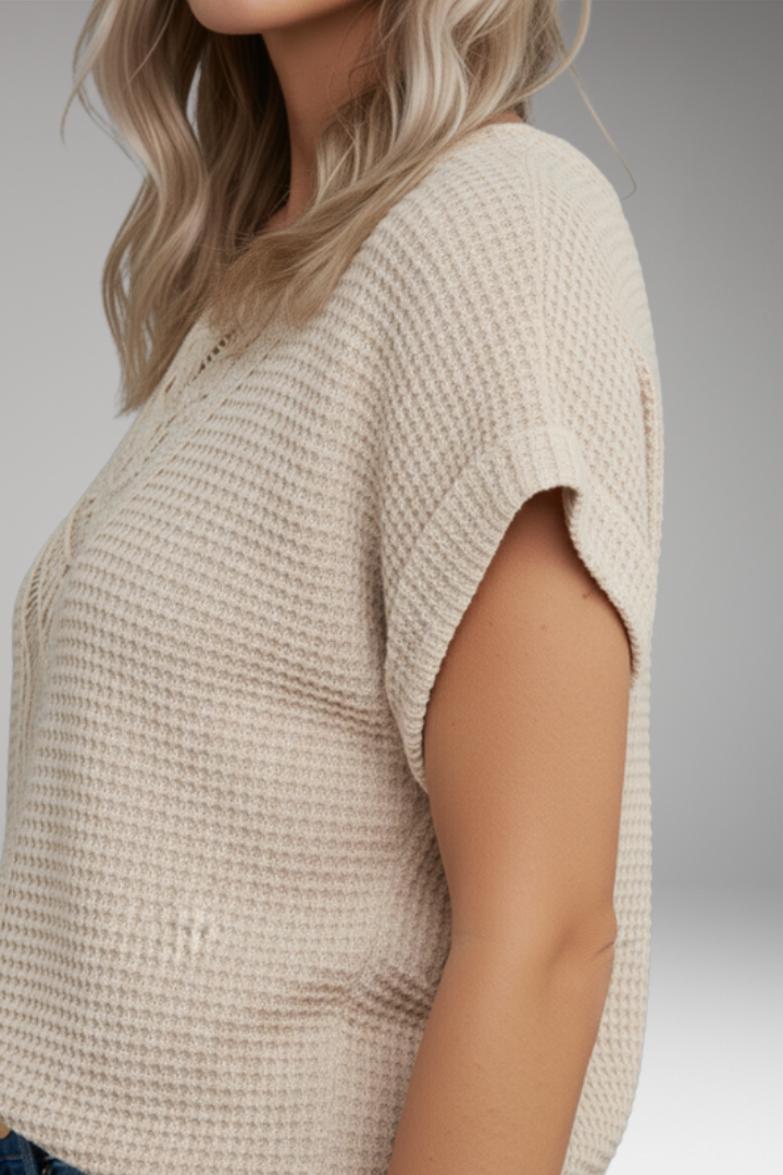 Women's T-Shirt with Lace Trim and V-Neckline