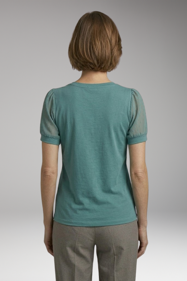 Women's T-Shirt with Puff Sleeves and V-Neck