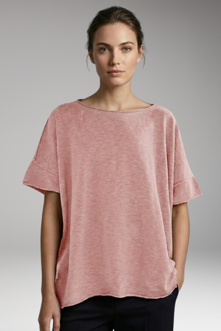 Women's T-Shirt with Rolled Sleeves and Oversized Fit