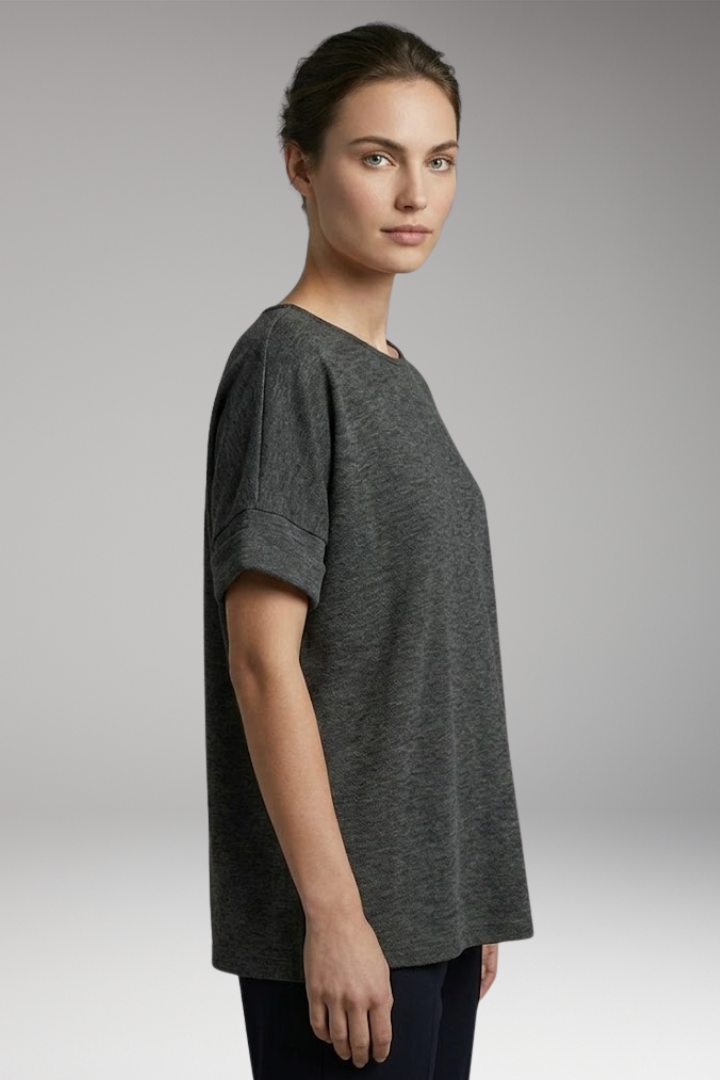Women's T-Shirt with Rolled Sleeves and Oversized Fit