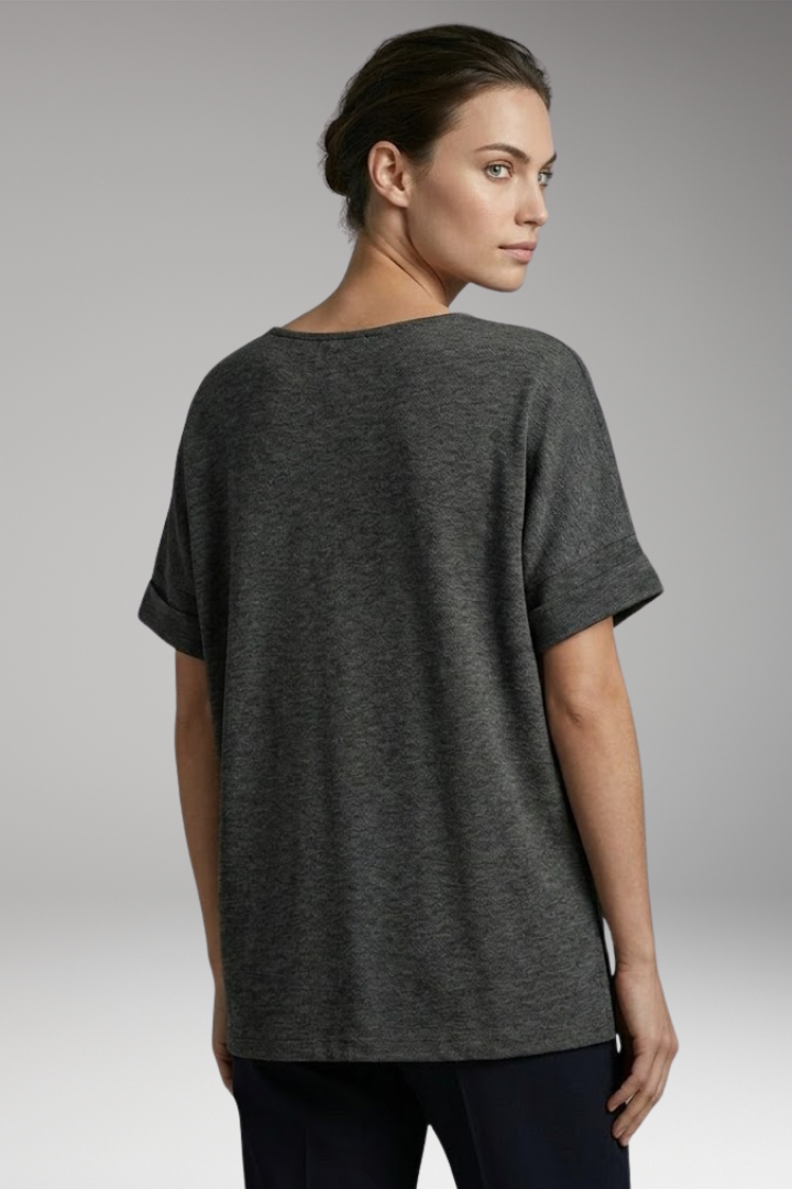 Women's T-Shirt with Rolled Sleeves and Oversized Fit