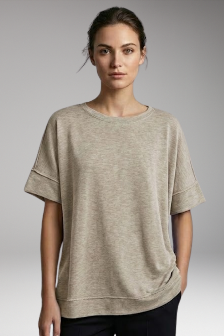 Women's T-Shirt with Rolled Sleeves and Oversized Fit