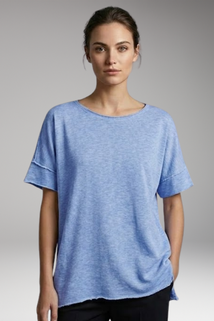 Women's T-Shirt with Rolled Sleeves and Oversized Fit