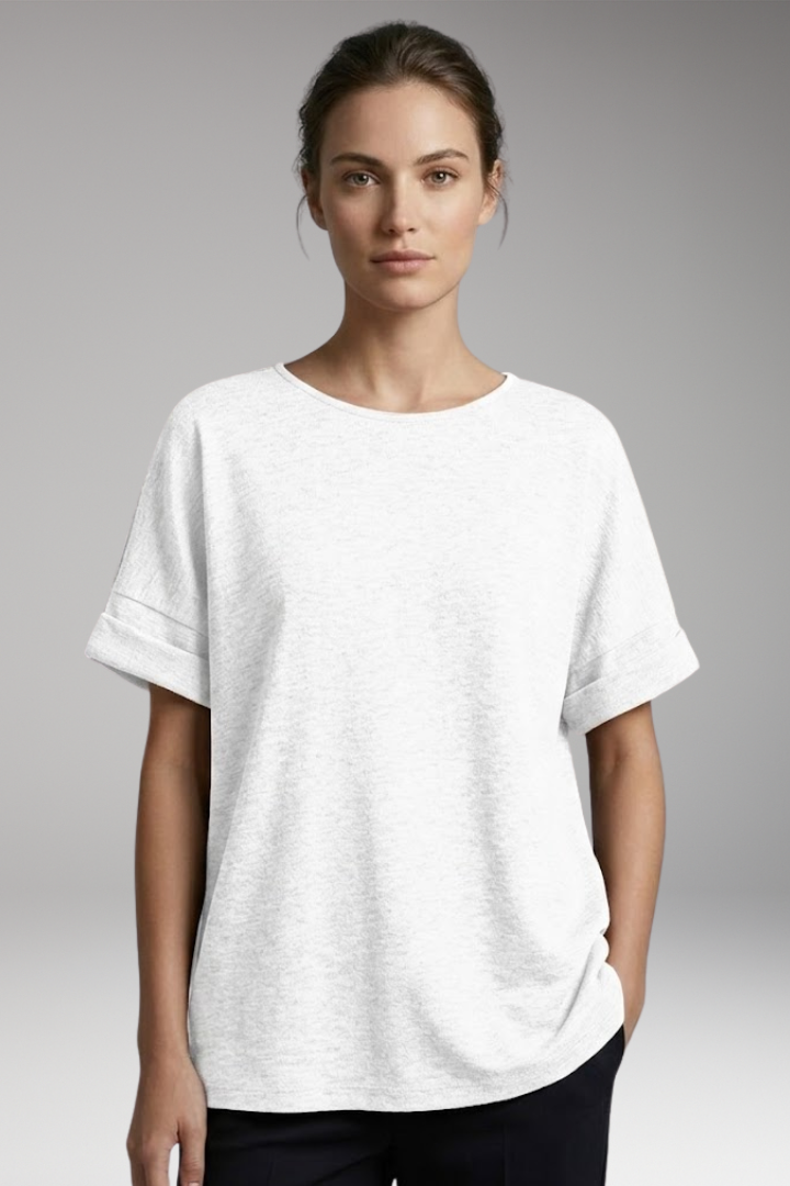 Women's T-Shirt with Rolled Sleeves and Oversized Fit