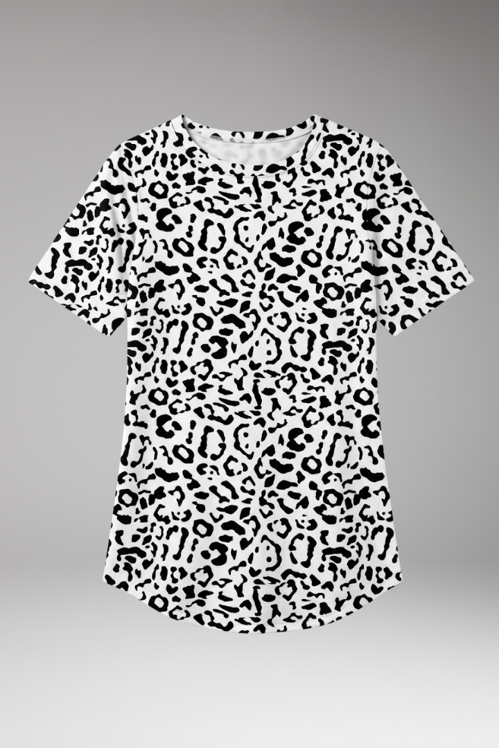 Women's T-Shirt with Round Neck and Animal Print