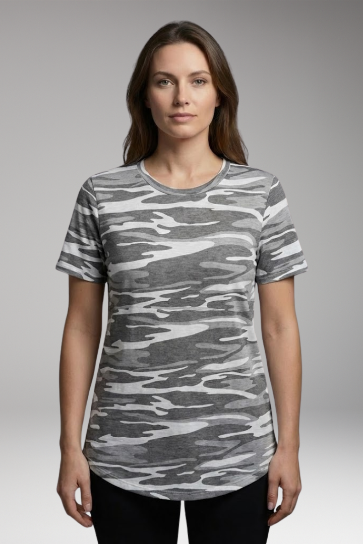 Women's T-Shirt with Round Neck and Animal Print