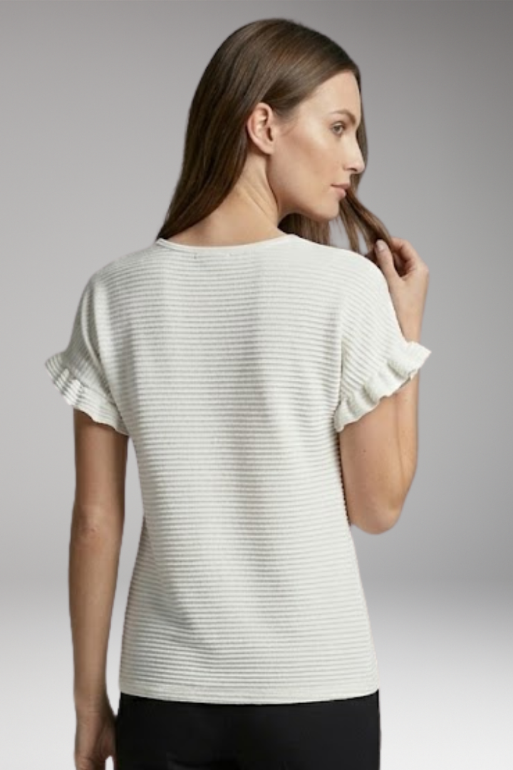 Women's T-Shirt with Round Neck and Ruffled Sleeves