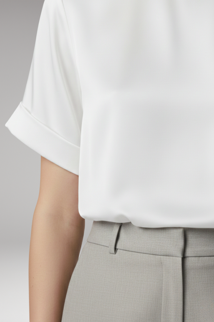 Women's T-Shirt with Round Neck and Smooth Surface
