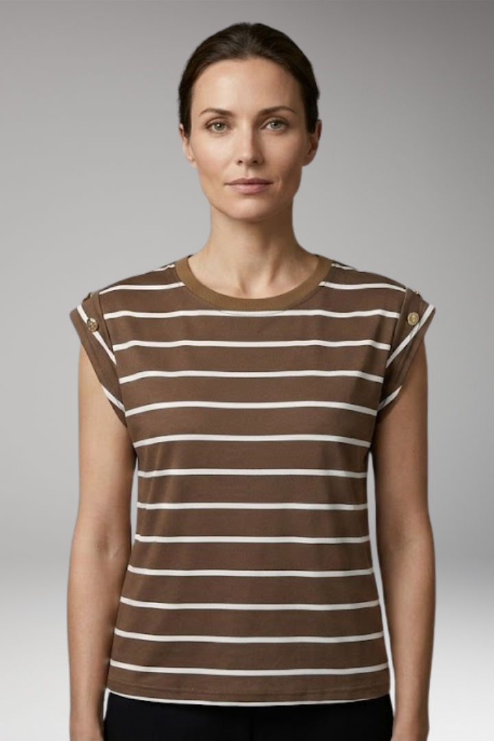 Women's T-Shirt with Stripes and Round Neck