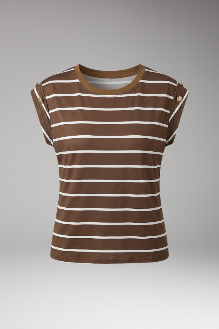 Women's T-Shirt with Stripes and Round Neck