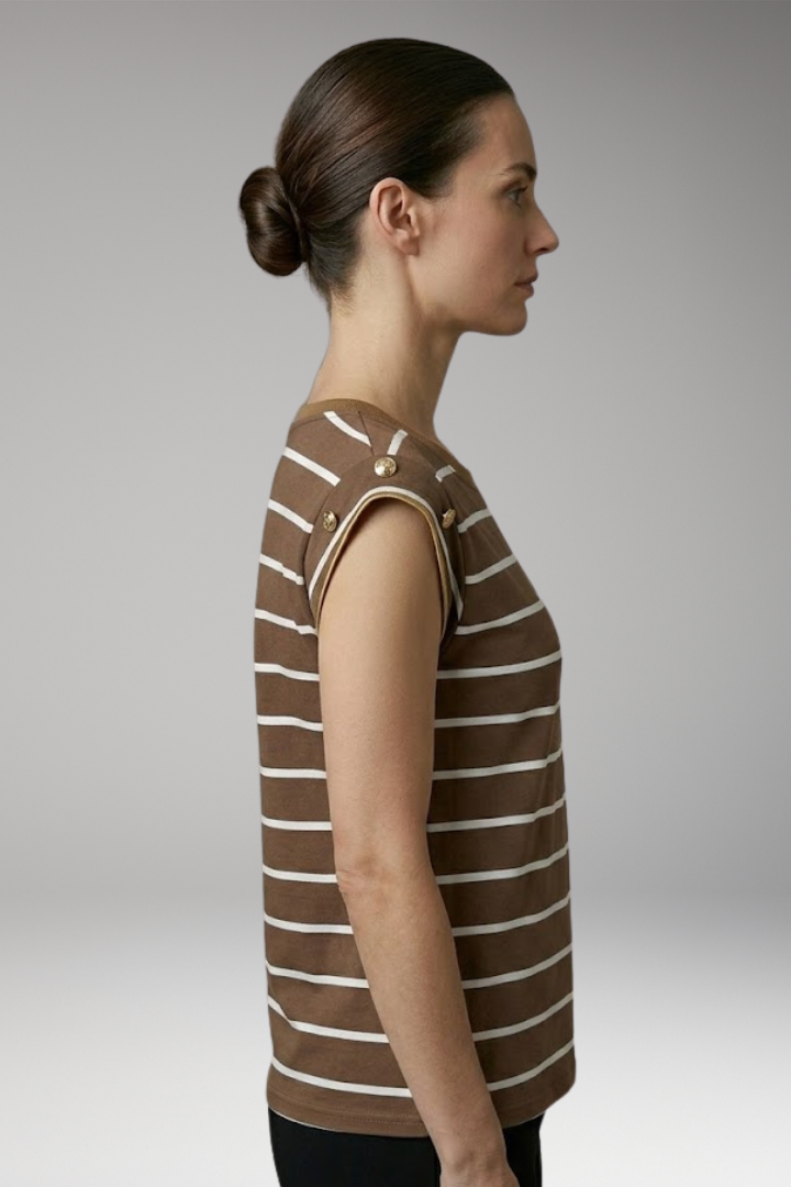 Women's T-Shirt with Stripes and Round Neck