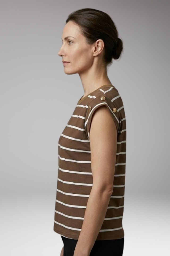 Women's T-Shirt with Stripes and Round Neck