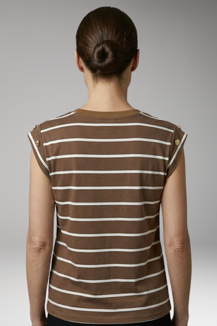 Women's T-Shirt with Stripes and Round Neck