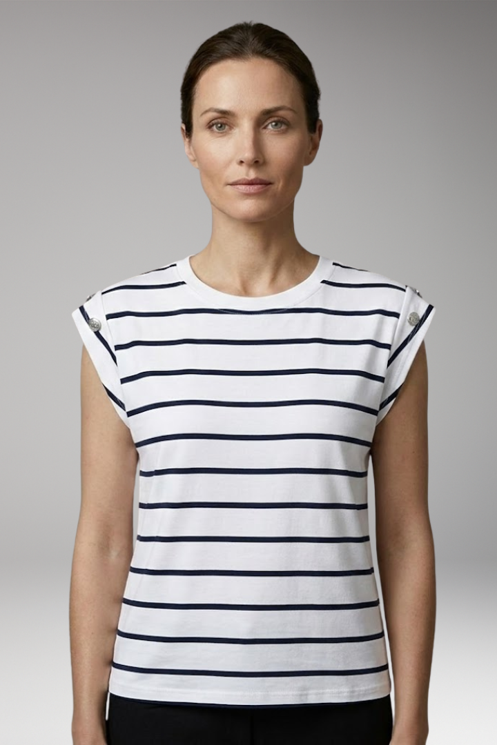 Women's T-Shirt with Stripes and Round Neck