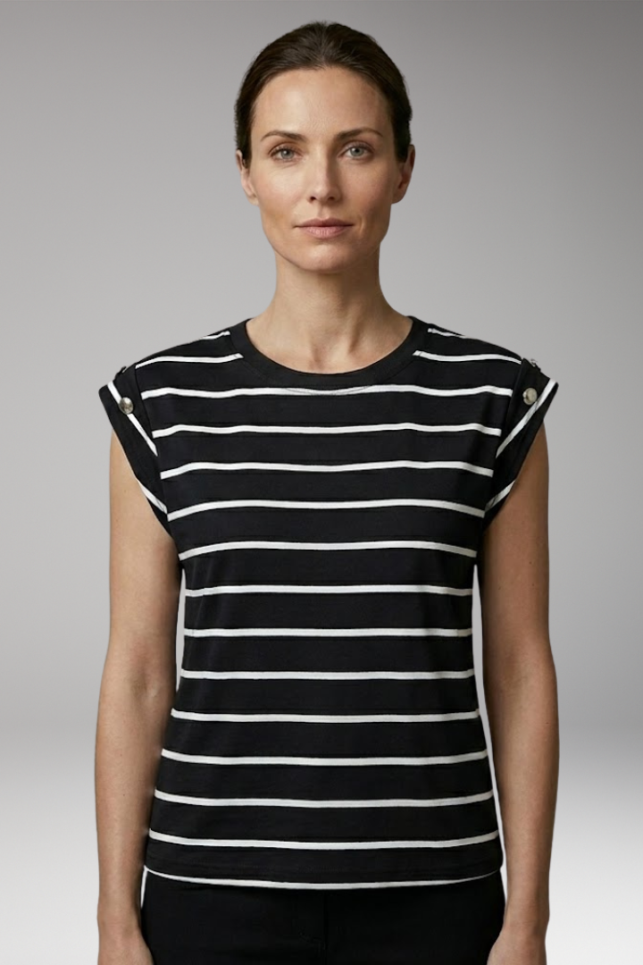 Women's T-Shirt with Stripes and Round Neck