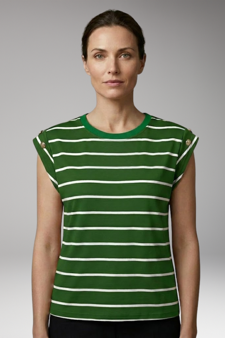 Women's T-Shirt with Stripes and Round Neck