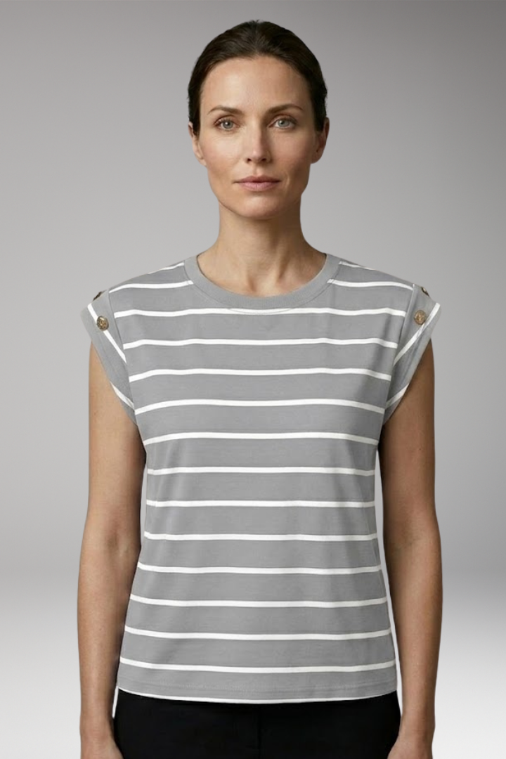 Women's T-Shirt with Stripes and Round Neck