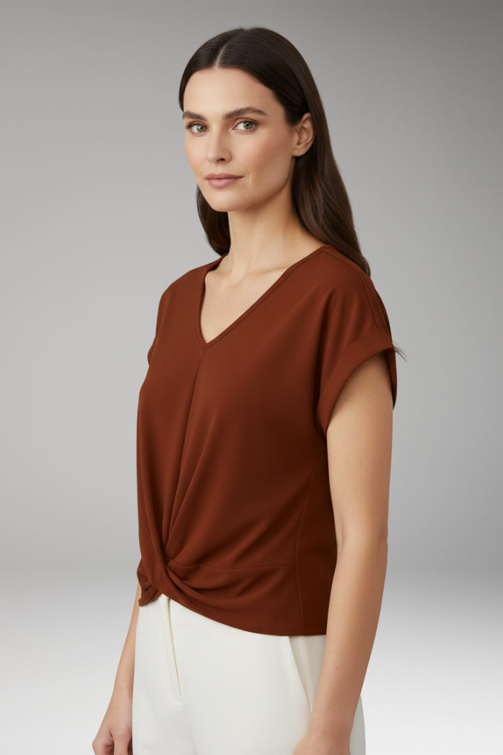 Women's T-Shirt with V-Neck and Relaxed Fit