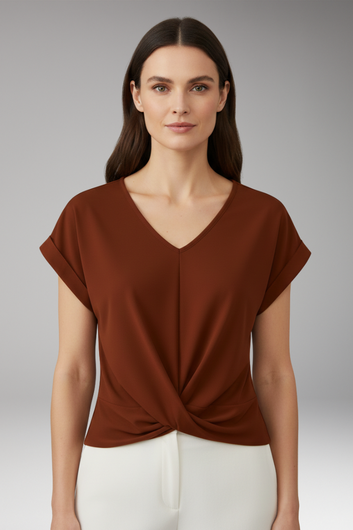 Women's T-Shirt with V-Neck and Relaxed Fit