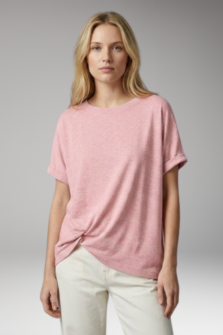 Women's T-shirt with Oversized Fit and Rolled Sleeves
