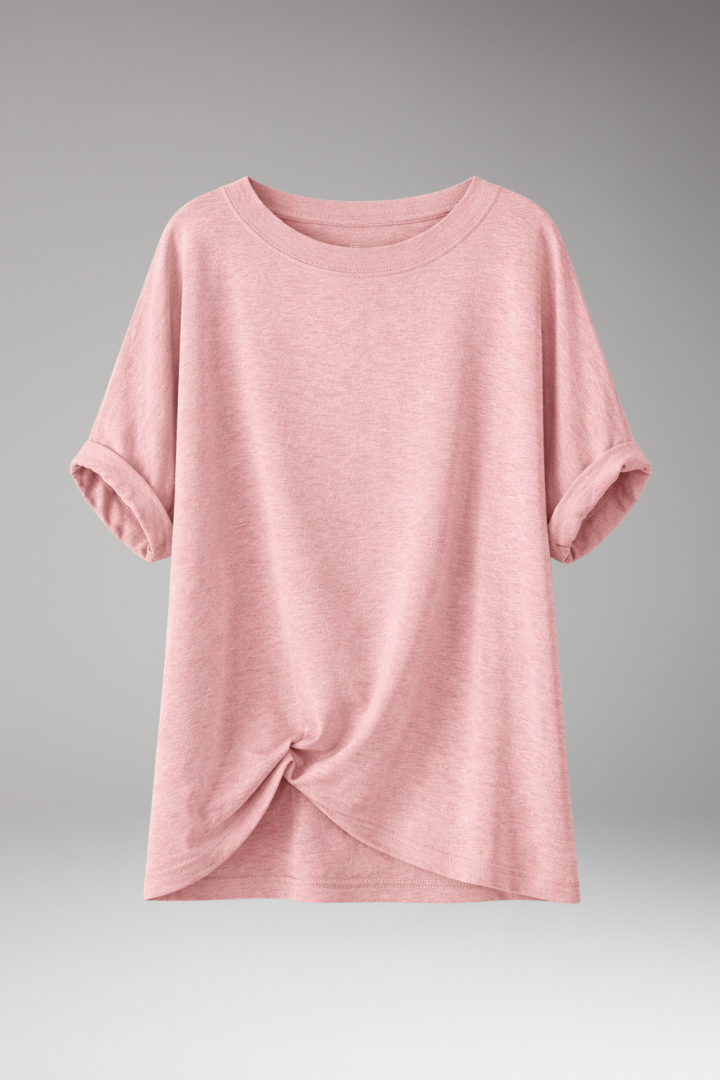 Women's T-shirt with Oversized Fit and Rolled Sleeves