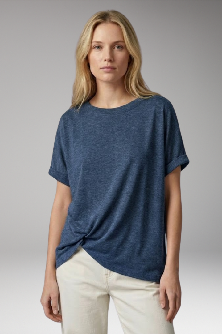 Women's T-shirt with Oversized Fit and Rolled Sleeves