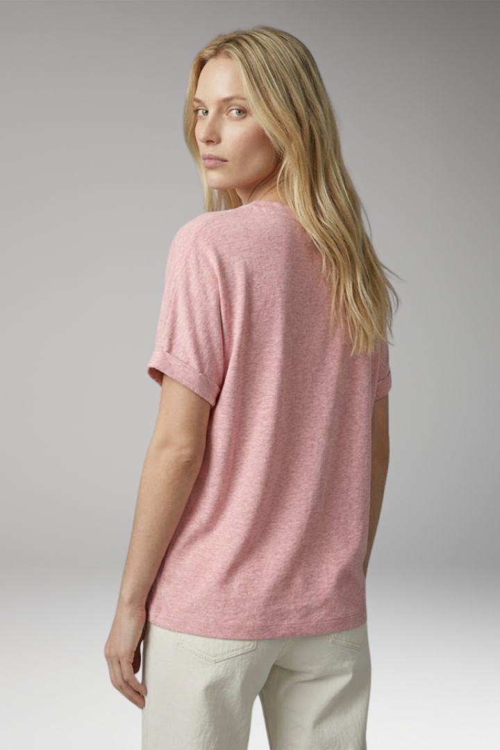 Women's T-shirt with Oversized Fit and Rolled Sleeves