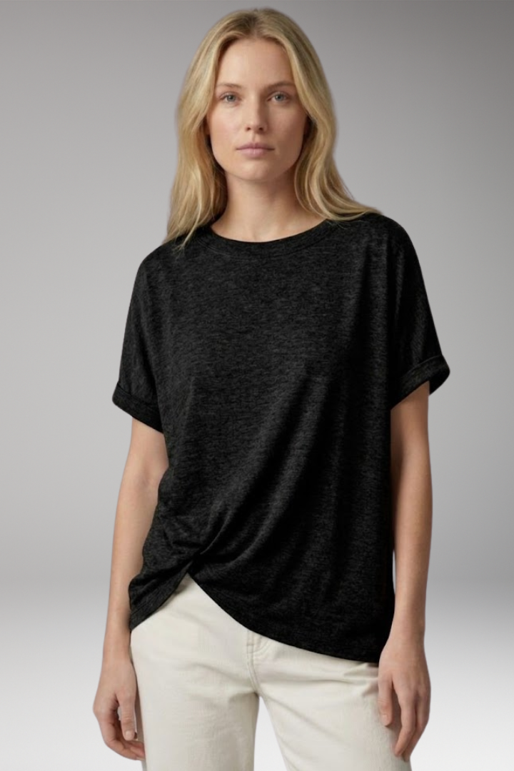 Women's T-shirt with Oversized Fit and Rolled Sleeves