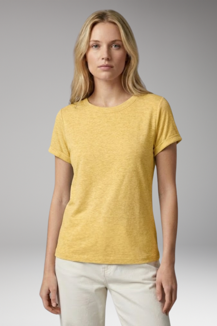 Women's T-shirt with Oversized Fit and Rolled Sleeves
