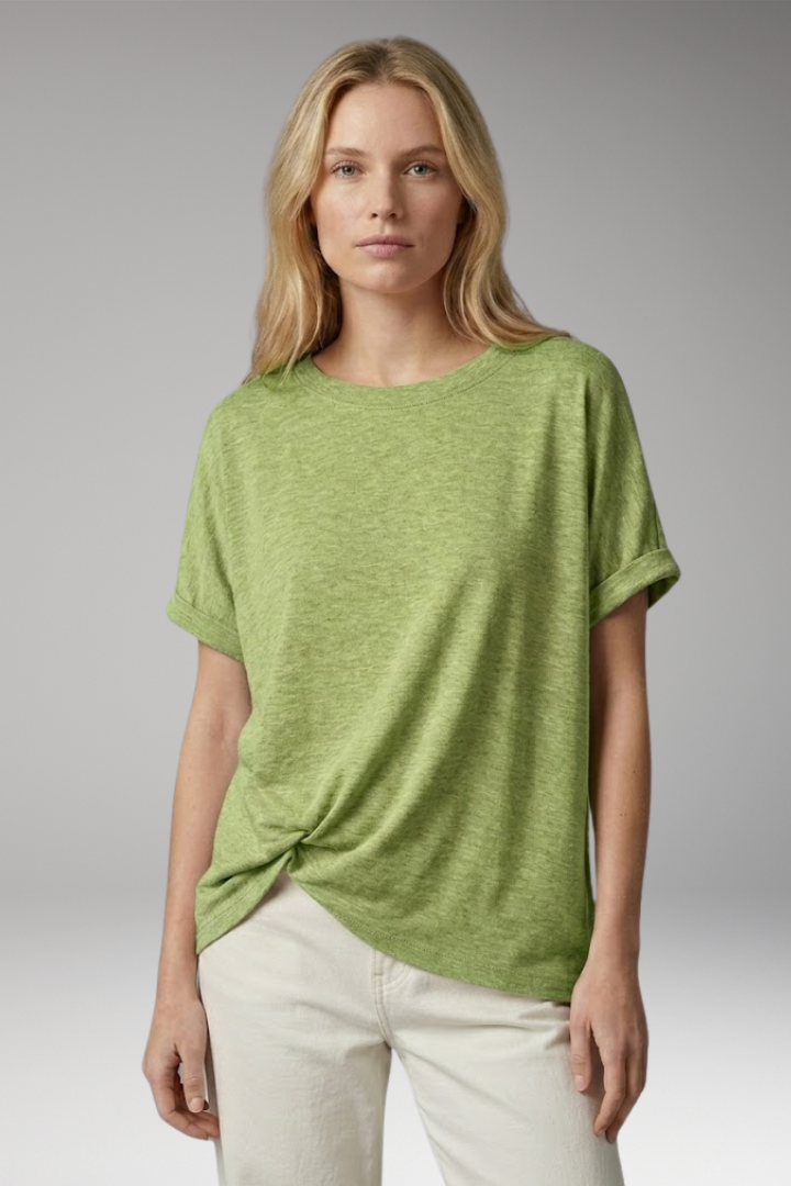 Women's T-shirt with Oversized Fit and Rolled Sleeves