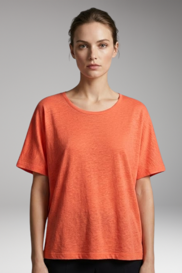 Women's T-shirt with Round Neck and Loose Fit