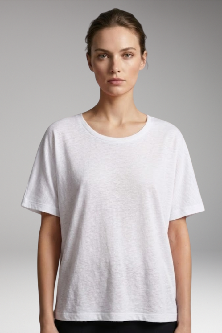 Women's T-shirt with Round Neck and Loose Fit