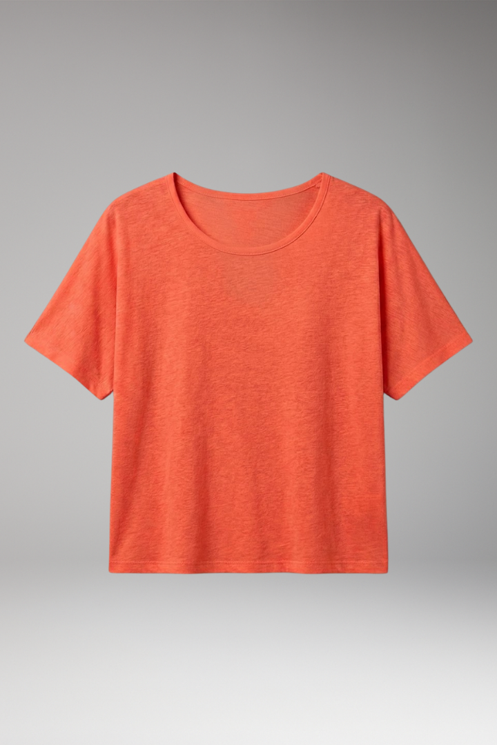 Women's T-shirt with Round Neck and Loose Fit