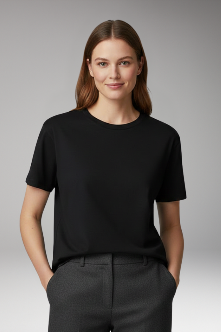Women's Oversized T Shirt with Crewneck and Short Sleeves