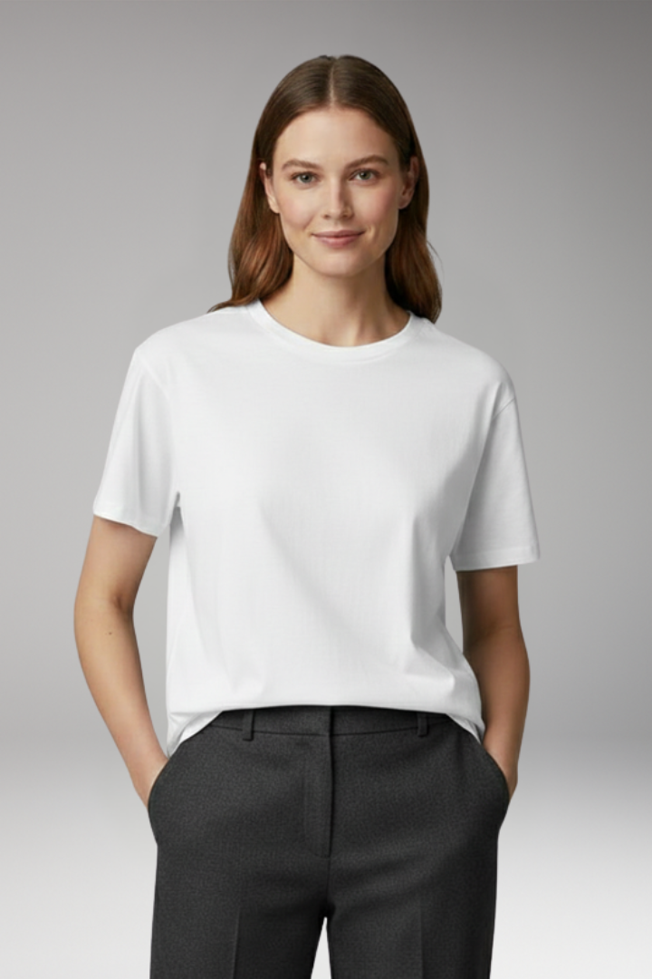 Women's Oversized T Shirt with Crewneck and Short Sleeves