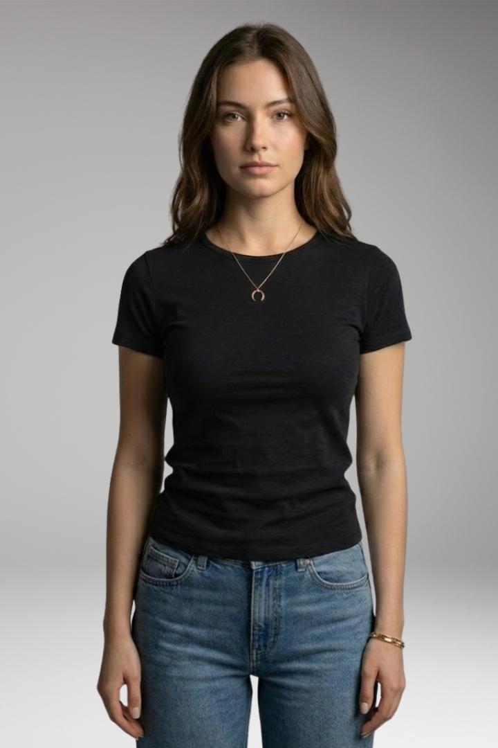 Women's T-shirt with Round Neckline and Short Sleeves