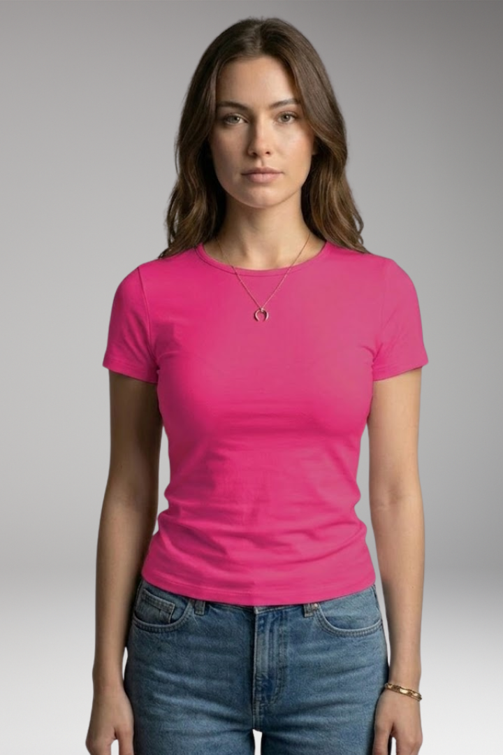 Women's T-shirt with Round Neckline and Short Sleeves