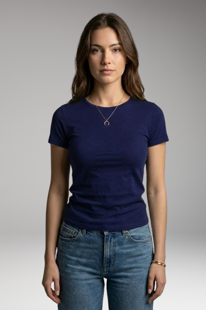 Women's T-shirt with Round Neckline and Short Sleeves