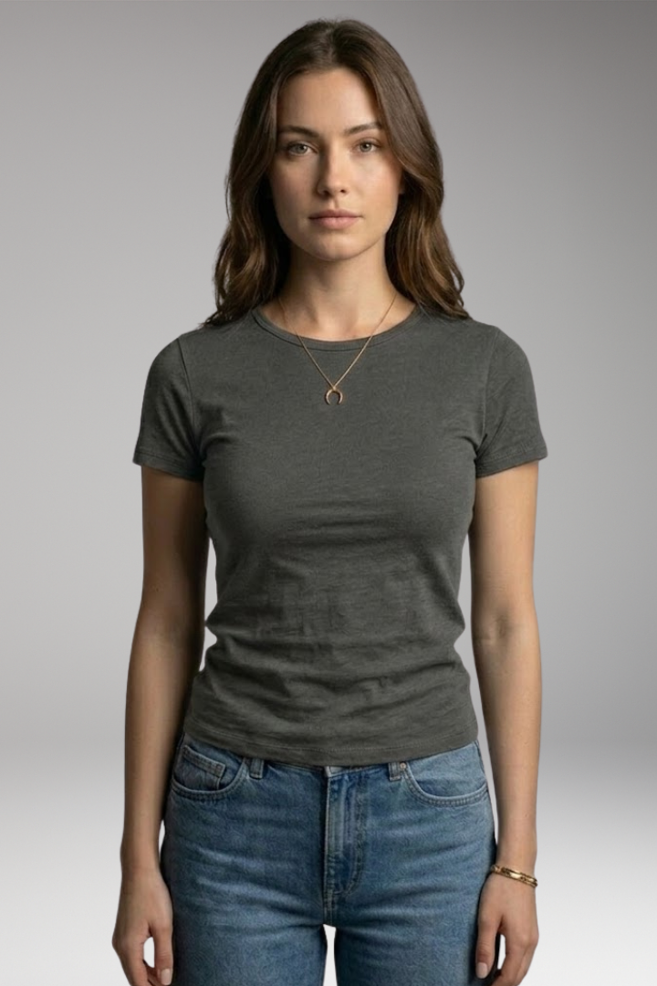 Women's T-shirt with Round Neckline and Short Sleeves