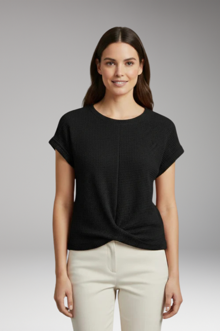 Women's T Shirt with Boat Neck and Rolled Sleeves